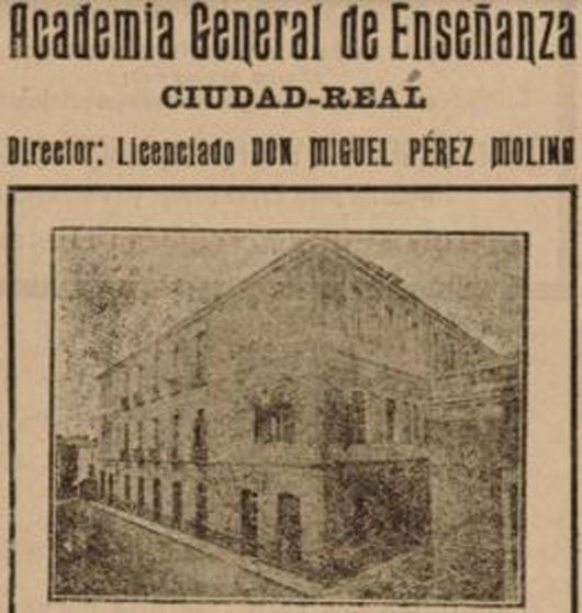 Publicidad de la Academia General de Enseñanza de Ciudad Real. Fuente: Biblioteca Virtual de Castilla La Mancha.