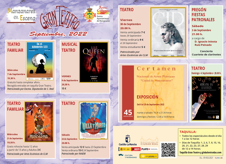 Programación cultural del Gran Teatro en septiembre.