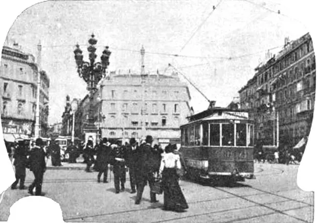 Tranvía eléctrico madrileño a principios del siglo XX. Fuente: es.wikipedia.org