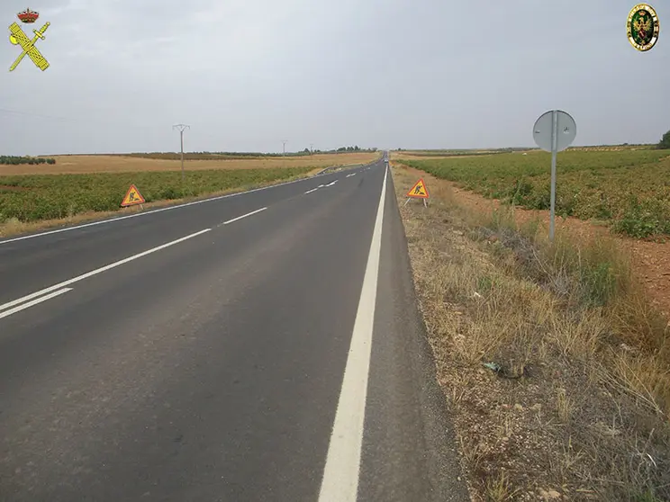 Tramo de la carretera CM-3109 donde se produjo un atropello a un trabajador en las obras de esta v&iacute;a.