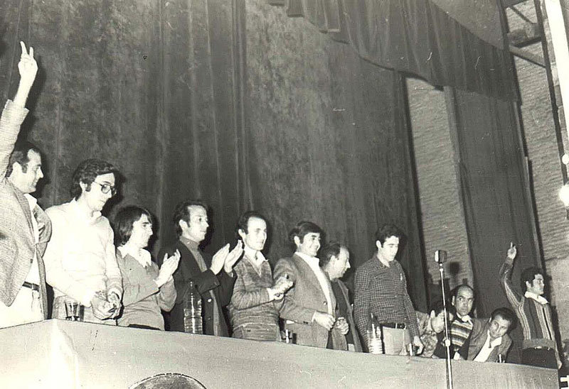 Marcelino Camacho en el Gran Teatro. de Puertollano en 1977. Fuente: castillalamancha.ccoo.es