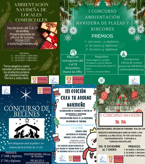 Carteles de los diferentes concursos navideños.