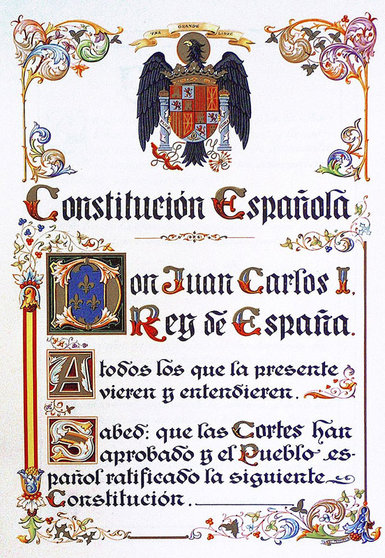 Primera página de la Constitución española de 1978. Fuente: es.wikipedia.org