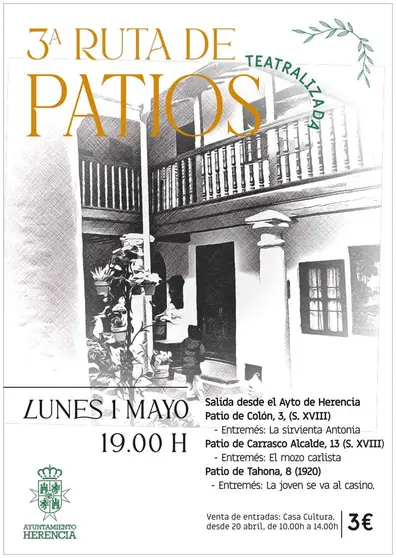 Cartel de la ruta de patios teatralizada.