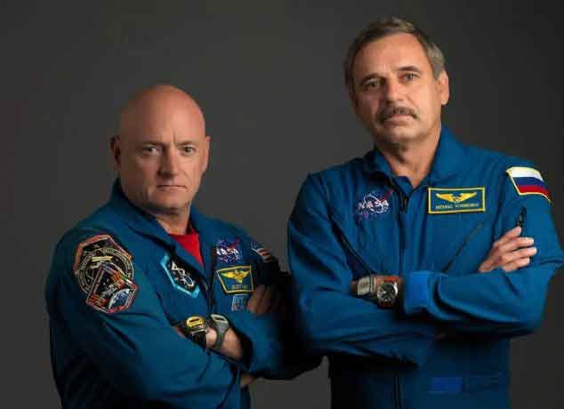 Los astronautas Scott Kelly y Mikhail Kornienko. Fuente: nasa.gov