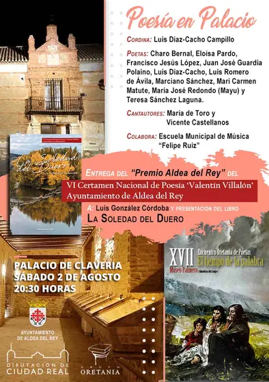 Cartel de la actividad cultural 'Poes&iacute;a en Palacio' de Aldea del Rey