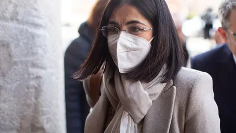 La ministra de Sanidad, Carolina Darias; a su llegada a una reuni&oacute;n del Consejo Interterritorial de Salud.