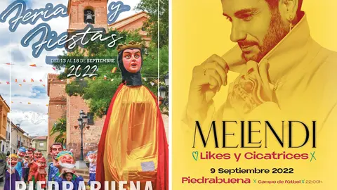Cartel de las fiestas y cartel del concierto de Melendi.