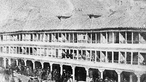 Plaza Mayor de Almagro en 1858. Fuente: arquitecturapopular.es