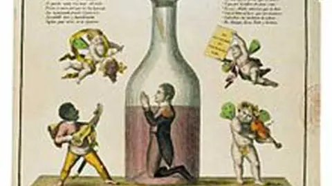 Caricatura alusiva al apodo de Pepe Botella. Fuente: es.wikipedia.org
