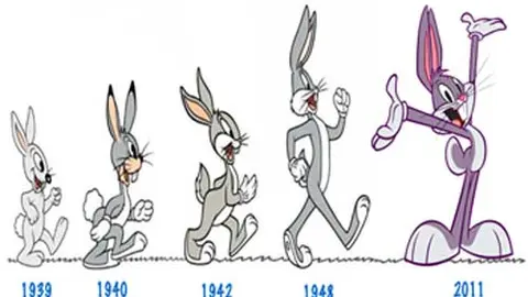 Evoluci&oacute;n de Bugs Bunny. Fuente: wikicharlie.cl
