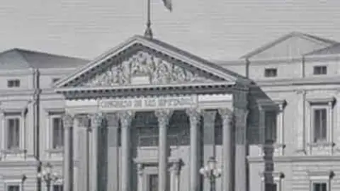 Grabado del Palacio del Congreso de los Diputados en 1856. Fuente: congreso.es