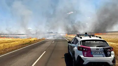 Las llamas y el humo obligaron a cortar la carretera al tr&aacute;fico.