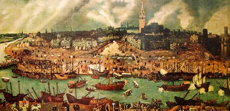 Sevilla en el siglo XVI, por Alonso Sánchez Coello. Fuente: claseshistoria.com