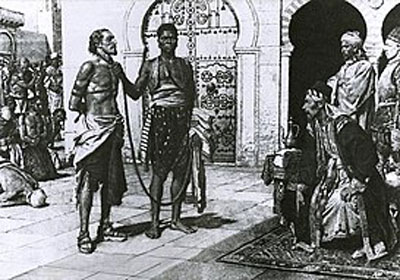 Cervantes ante Hassan Pasha en Argel. Fuente: Wikipedia