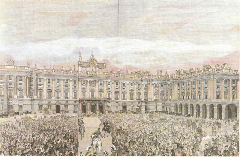 Alfonso XIII en su llegada al Palacio Real. Fuente: casarealdeespana.es