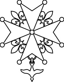 Cruz hugonote que actualmente es emblema de la Iglesia Reformada de Francia. Fuente: es.wikipedia.org