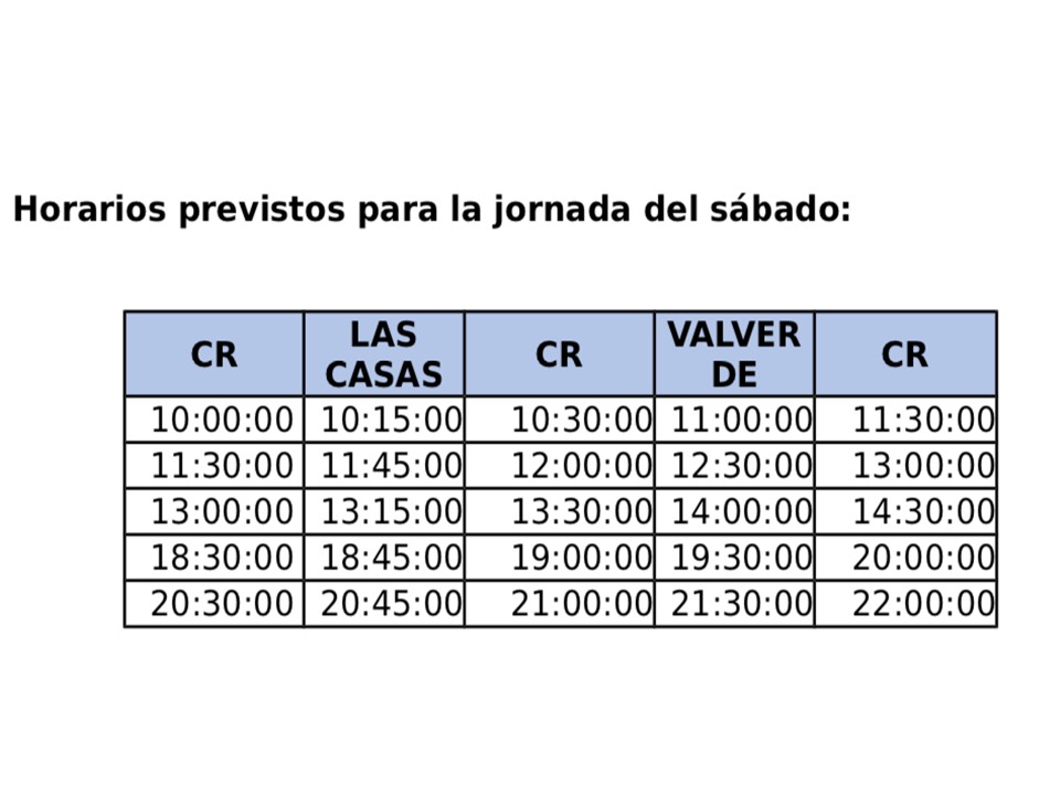 horarios autobuses pedanía Ciudad Real sábados