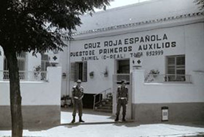 Cruz Roja de Daimiel situada donde estuvo la Ermita de la Vera Cruz. Fuente: daimieldiario.blogspot.com
