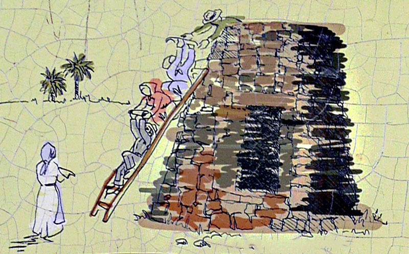 Esquema de un horno de teja del siglo XIX. Fuente: geocaching.com