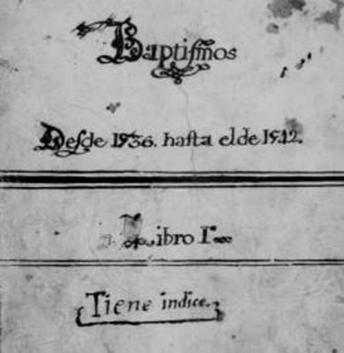 Detalle del primer libro de bautismos (siglo XVI de Daimiel).

                                                                              Fuente: Fuente: Archivo Parroquial de Santa María.                                                                                                                                                     Libro de Defunciones (1536-1542).