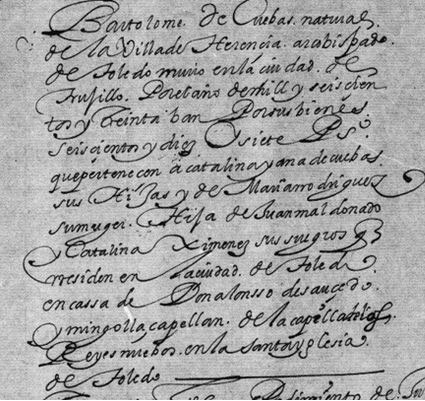Fuente: ARCHIVO GENERAL DE INDIAS.. "Bienes de difuntos: Bartolomé de Cuevas". CONTRATACION, 544, N.1,R.9.