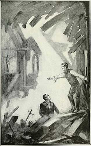 Dibujo representando a Simón Bolívar durante el terremoto. Fuente: es.wikipedia.org