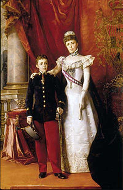 Alfonso XIII y María Cristina la Reina Regente, por Luis Álvarez Catalá (1898). Fuente: es.wikipedia.org