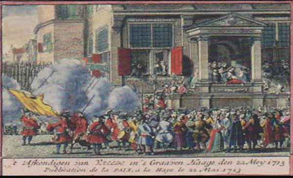 Celebración en Utrecht de la paz (mayo-junio de 1713). Fuente: es.wikipedia.org