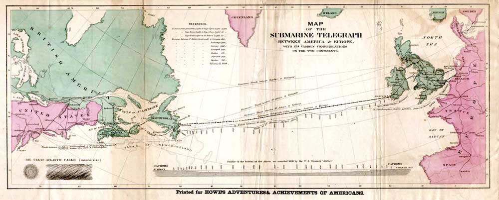 “Mapa del cable transatlántico de 1858”. Fuente: es.wikipedia.org