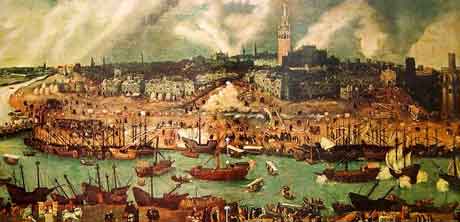 Sevilla en el siglo XVI, por Alonso Sánchez Coello. Fuente: claseshistoria.com