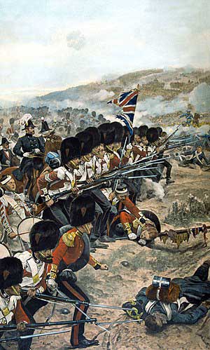 Soldados británicos en el río Almá por R. C. Woodville. Fuente: es.wikipedia,org