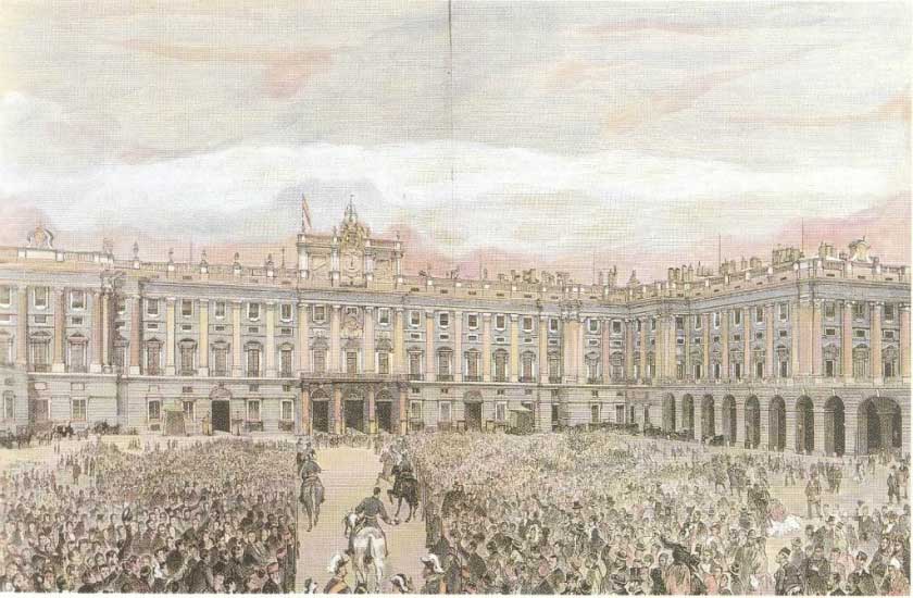 Alfonso XIII en su llegada al Palacio Real. Fuente: casarealdeespana.es