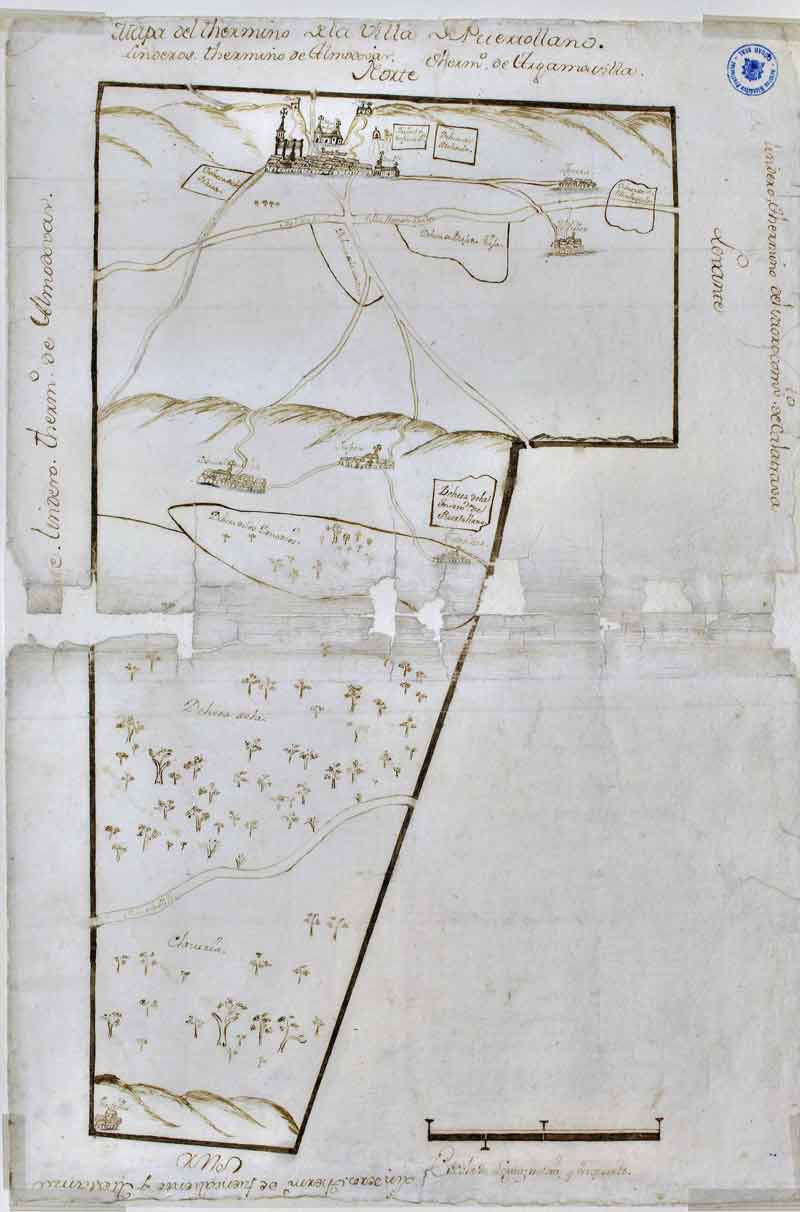 Puertollano en 1752 en el Catastro de Ensenada. Fuente: portusplanus.com