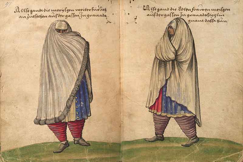 Mujeres moriscas en Granada por Christoph Weiditz (1529). Fuente: es.wikipedia.org