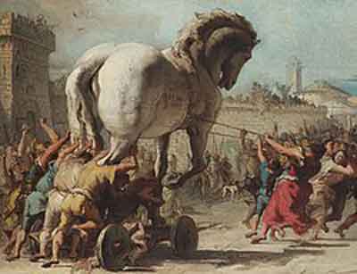 “La entrada del caballo en Troya” por Giovanni Domenico Tiepolo (1773). Fuente: es.wikipedia.org