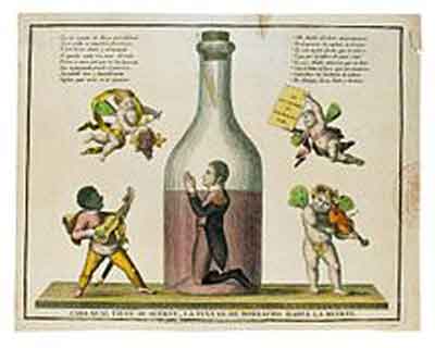 Caricatura alusiva al apodo de Pepe Botella. Fuente: es.wikipedia.org