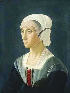 Retrato de Lucrecia Tornabuoni por Domenico Ghirlandaio (1475). Fuente: es.wikipedia.org