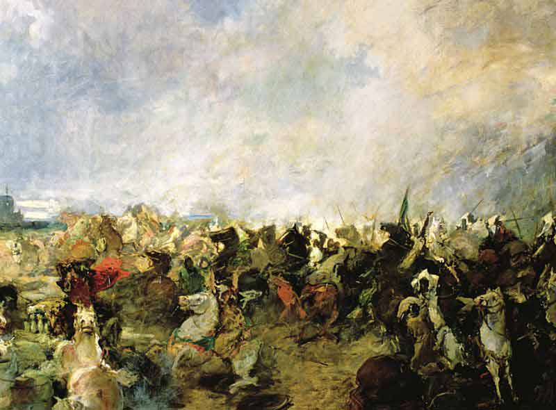 La Batalla de Guadalete por Salvador Martínez Cubells. Fuente: : es.wikipedia.org