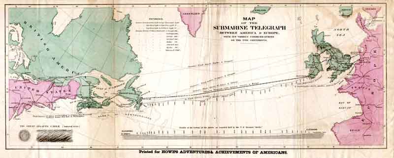 “Mapa del cable transatlántico de 1858”. Fuente: es.wikipedia.org