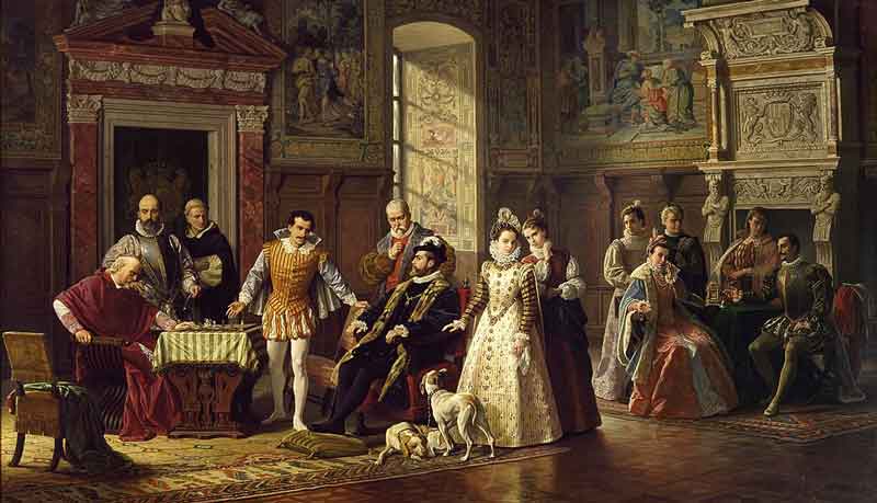 Partida de ajedrez en la corte española por Luigi Mussini (1882). Fuente: es.wikipedia.org