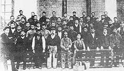 La fundación de UGT en 1888, iIlustración de J. Clarke. Fuente: eduardomontagut.es