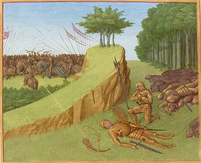 “Muerte de Roldán” por Jean Fouquets (1455). Fuente: es.wikipedia.org