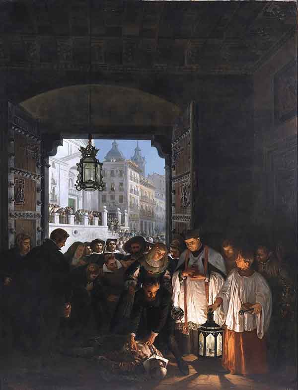 La muerte del Conde de Villamediana por Manuel Castellano (1868). Fuente: es.wikipedia.org