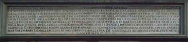 Placa que rememora el incendio de 1642. Fuente: es.wikipedia.org