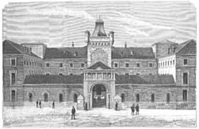 “Fachada principal de la cárcel Modelo de Madrid” por Manuel Nao (1883). Fuente: es.wikipedia.org