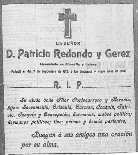 Esquela mortuoria. Fuente: prensahistorica.mcu.es