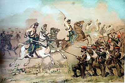 Carga de caballería en la Tercera Guerra Carlista. Fuente: es.wikipedia.org