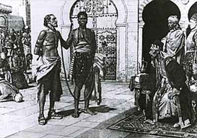 Cervantes ante Hassan Pasha en Argel. Fuente: es.wikipedia.org