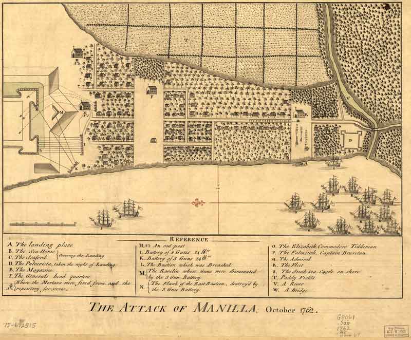 Mapa dónde desembarcaron los británicos en Manila. Fuente: es.wikipedia.org